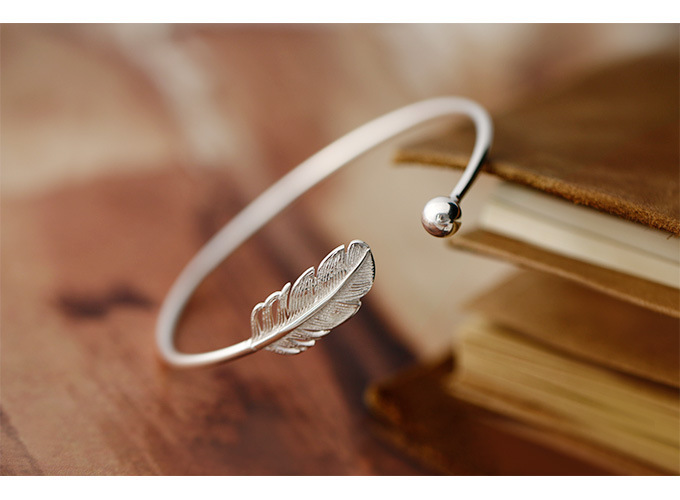 S925 Sterling Silver Leaf Bracelet - Imagem 7