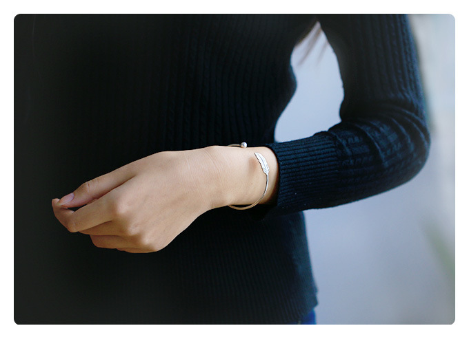 S925 Sterling Silver Leaf Bracelet - Imagem 8