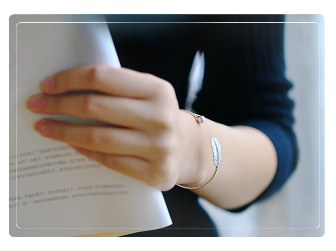 S925 Sterling Silver Leaf Bracelet - Imagem 4